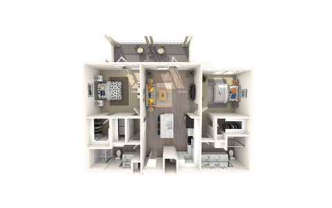 Floor plan for 2 beds, 2 baths, 1113 sqft